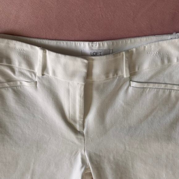 LOFT Julie Pants Size 6 White Straight Leg Stretch Mid Rise - Picture 8 of 9